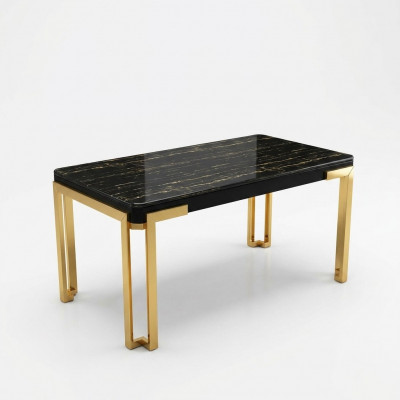 Luxus Dëscher Iesszëmmer Dësch Moderner Metall Iessdësch Miwwelen Gold Edelstahl
