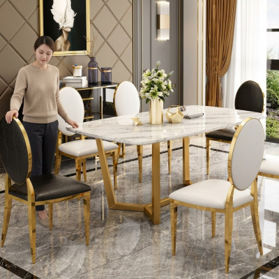 Design Iessdësch Modernen Marmor Iesszëmmer Wunnzëmmer Kichen Dëscher Dësch