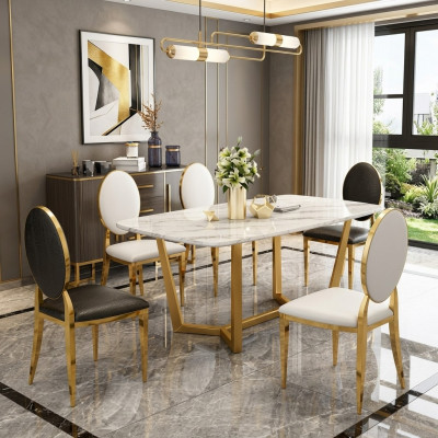 Design Iessdësch Modernen Marmor Iesszëmmer Wunnzëmmer Kichen Dëscher Dësch