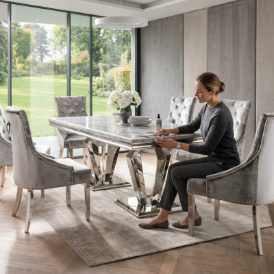 Iessdësch Modern Iesszëmmer Wunnzëmmer Kichen Design Dësch Metall