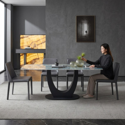 Iesszëmmer Iessdësch Modern Edelstol Wunnzëmmer Kichen Dëscher Design Dësch Metall