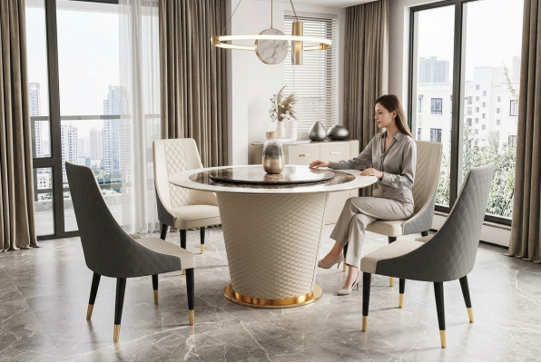 Marmor Iessdësch Modern Iesszëmmer Wunnzëmmer Kichen Dëscher Design Dësch Ronn Nei