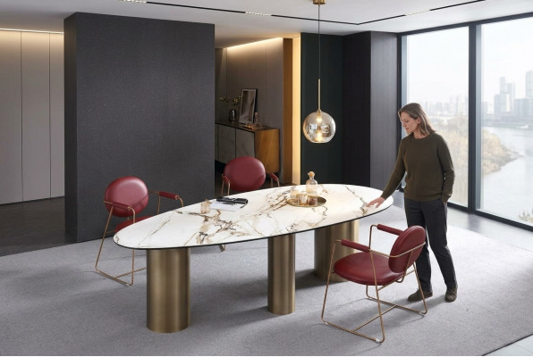 Iesszëmmer Miwwelen Edelstol Oval Iessdësch Dësch Design Dëscher Luxus Miwwelen Ronn Nei