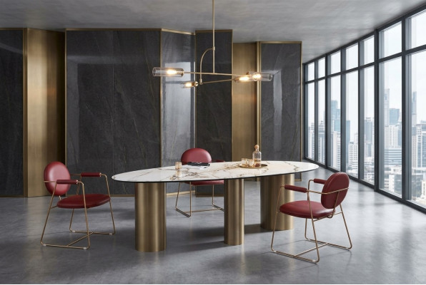 Iesszëmmer Miwwelen Edelstol Oval Iessdësch Dësch Design Dëscher Luxus Miwwelen Ronn Nei