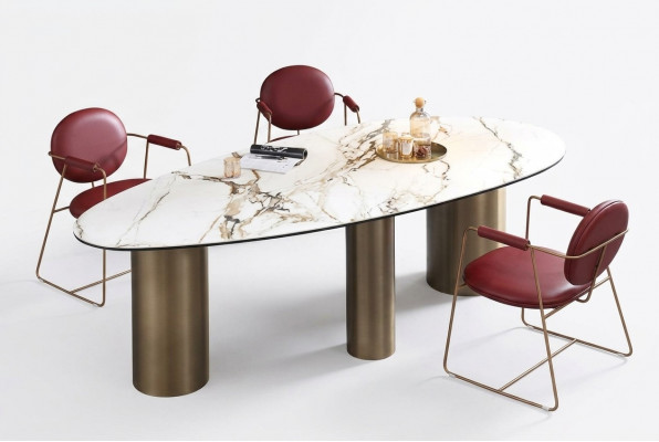 Iesszëmmer Miwwelen Edelstol Oval Iessdësch Dësch Design Dëscher Luxus Miwwelen Ronn Nei