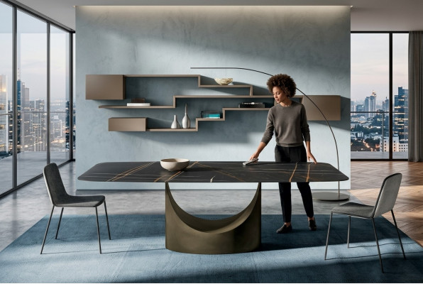 Modernt Iessdësch Dësch Dëscher Iesszëmmer Luxus Miwwel Design Steen Kichen Nei