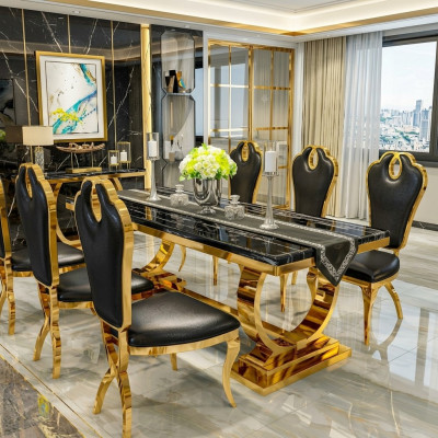 Edelstol Iessdësch Iesszëmmer Modern Kichen Design Dësch Metall