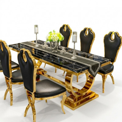 Edelstol Iessdësch Iesszëmmer Modern Kichen Design Dësch Metall