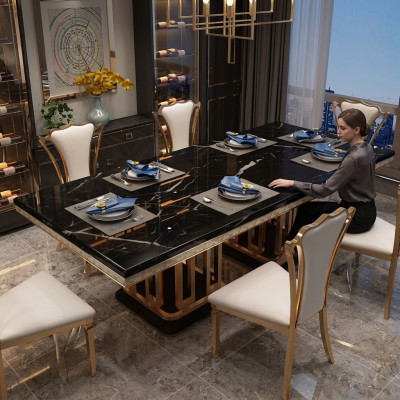 Luxus Modernen Marmor Stil Iessdësch Miwwelen Dësch Dëscher Iesszëmmer Design Kichen