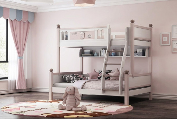 Duebelsbett Stockbett Héichglanz Natur Héichbett Kannerbett Etage Better Bett
