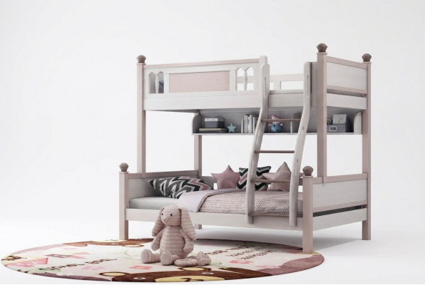 Duebelsbett Stockbett Héichglanz Natur Héichbett Kannerbett Etage Better Bett
