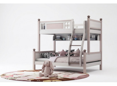 Duebelsbett Stockbett Héichglanz Natur Héichbett Kannerbett Etage Better Bett