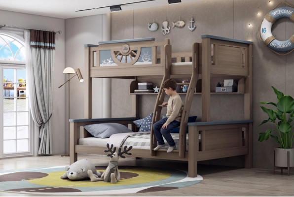 Stockbett Kanner Jugend Zëmmer Miwwelen Holz Etagen Héich Bett Duebel Better