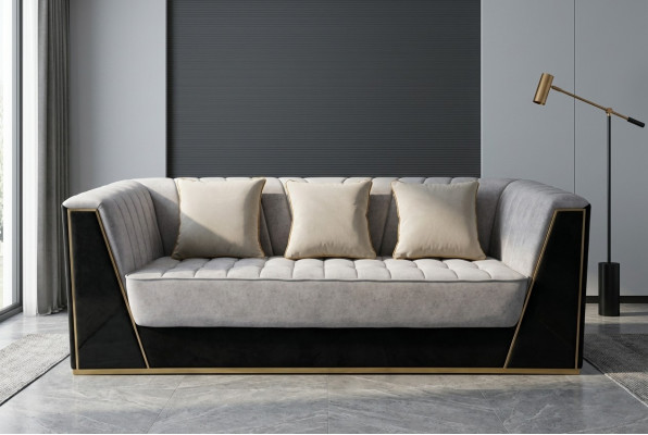 Canapé 3 Sëtz Sofas Luxus Textilstoff Couchen grouss Këssen Designer Miwwelen Dräi-Sëtzer