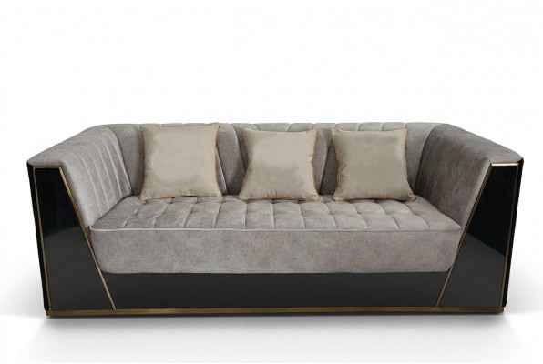 Canapé 3 Sëtz Sofas Luxus Textilstoff Couchen grouss Këssen Designer Miwwelen Dräi-Sëtzer