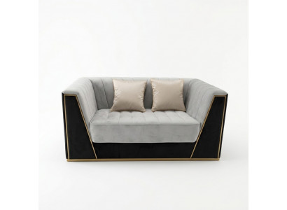 Luxus Sofa 2-Sëtzer Miwwelen Design Polster schwaarz Textil Samt Sofas Couchen