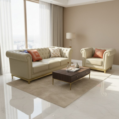 Klassesch Luxus Chesterfield 3+2+1 Sëtz Sofa Set Polstermöbel Sofas Sofas Nei