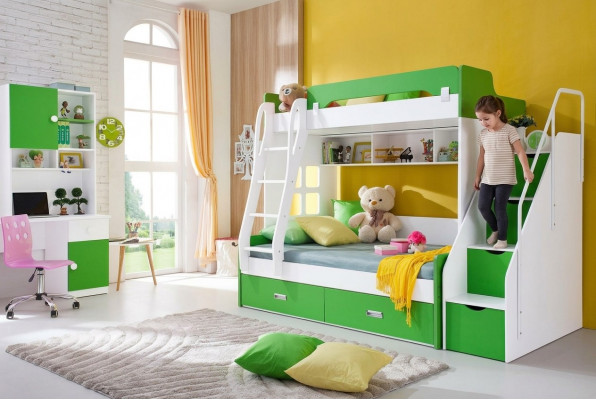Jugendbett Schafschant Schafraum Gréng NEI Jugendzëmmer Kannerzëmmer komplett Set