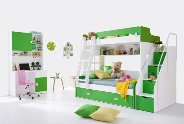 Jugendbett Schafschant Schafraum Gréng NEI Jugendzëmmer Kannerzëmmer komplett Set