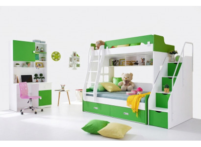 Jugendbett Schafschant Schafraum Gréng NEI Jugendzëmmer Kannerzëmmer komplett Set