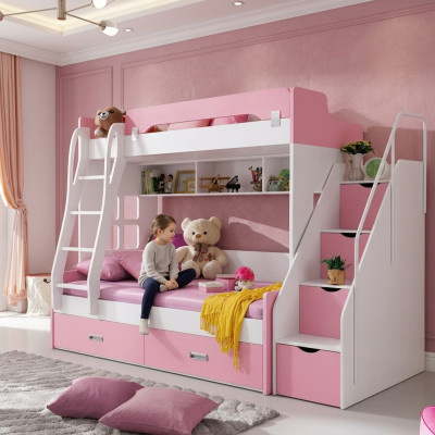 Jugendbett Better Rosa Kannerbett Duebelstockbett Stockbett Holz Miwwelen Holz Nei
