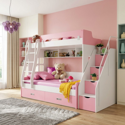 Jugendbett Better Rosa Kannerbett Duebelstockbett Stockbett Holz Miwwelen Holz Nei
