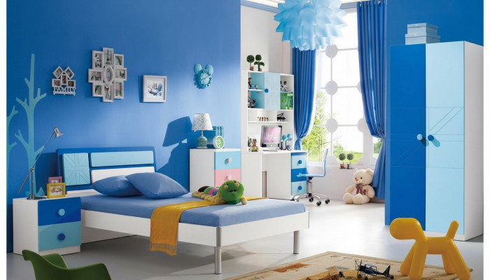 Kannerzëmmer Set Bett Kleederschaf Modern Jugend Schlofzëmmer Neit 4tlg.Set