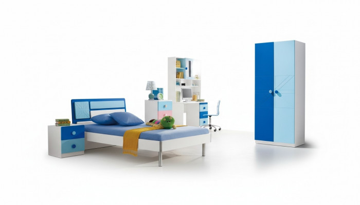 Kannerzëmmer Set Bett Kleederschaf Modern Jugend Schlofzëmmer Neit 4tlg.Set