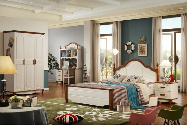 Komplett Set Bett Nuetsdësch Kleederschaf Designer Schlofzëmmer Miwwelen Nei 5 Stécker