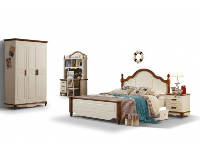 Komplett Set Bett Nuetsdësch Kleederschaf Designer Schlofzëmmer Miwwelen Nei 5 Stécker