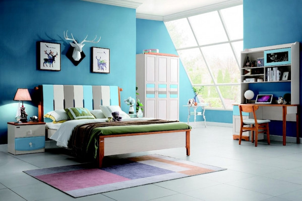 Echtholz Bett Schreifdësch Schaf Nei 5 Stéck Komplett Set Holz Schlofzëmmer