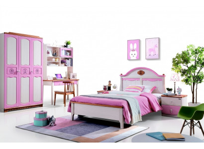Moderne Schaf Cabinet Dësch Holz 5-Deel Schlofzëmmer Jugend Kanner Zëmmer Set