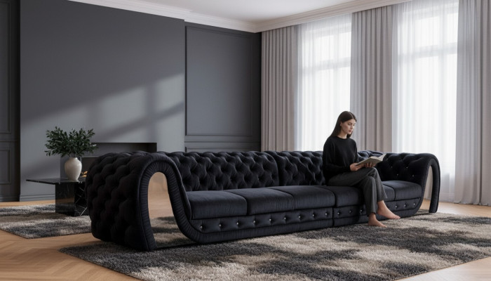 Sofa 6 Sëtzer Textil Grouss XXL Wunnezëmmer Stoff Neit Sofa Couch Polsterung Miwwelen