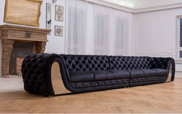 Sofa 6 Sëtzer Textil Grouss XXL Wunnezëmmer Stoff Neit Sofa Couch Polsterung Miwwelen
