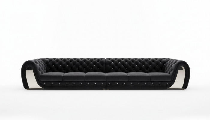 Sofa 6 Sëtzer Textil Grouss XXL Wunnezëmmer Stoff Neit Sofa Couch Polsterung Miwwelen