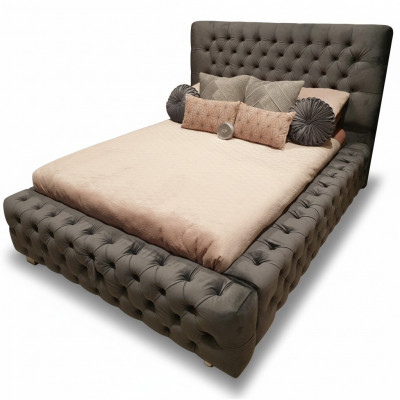 Modernen Design-Duebëlbett Miwwelen 180x200 cm Polster Textil an Holz Schlofzëmmer