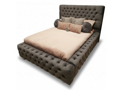 Modernen Design-Duebëlbett Miwwelen 180x200 cm Polster Textil an Holz Schlofzëmmer