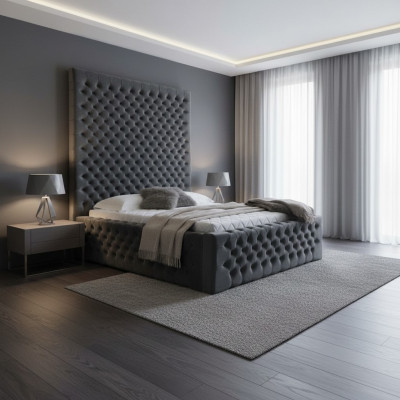 Designer Modern Chesterfield-Bett an engem moderne Luxusstil mat héijer Kappbriet