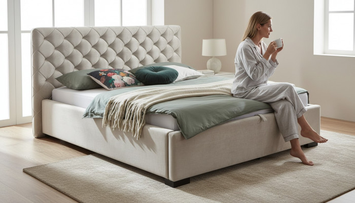 Schlofzëmmer Hotel Better 180x200 Chesterfield Neit Luxus Bett Eebett