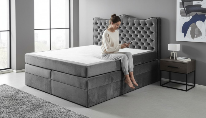 Boxspringbett Better Polster Bett Hotel Lieder Textil Stoff 180x200cm Samt Miwwelen