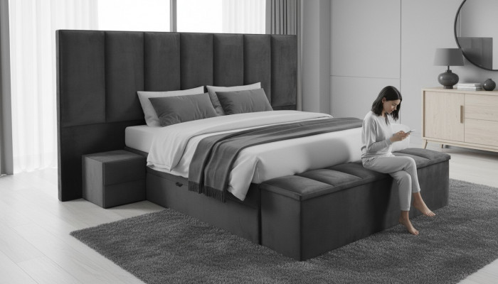 Boxspring Hotel Matratz Schlofzëmmer Textil Design Bett Duebel Better