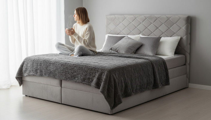 Boxspringbett Ledderbett 180x200cm Hotel Duebelbett Luxus Better Modern Neit