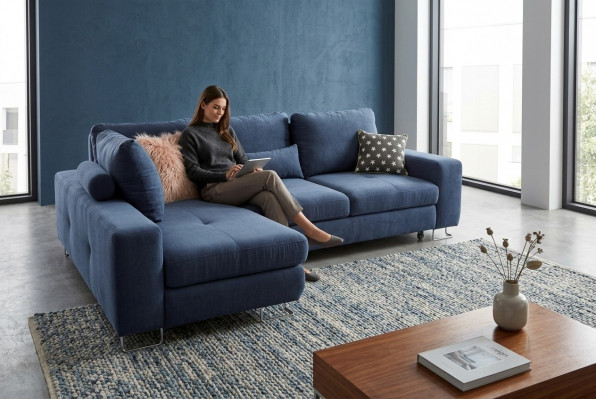 Wunnzëmmer Textil L-Form Sofas Sofaen Eck Ecksofa Canapé Polstermöbel