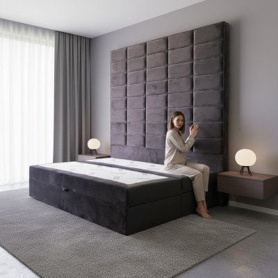 Duebelbett Polsterbett Braun 180x200 Better Luxus Design Miwwelen Wandpaneel Nei