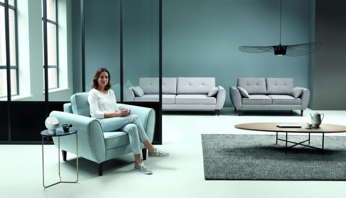 Design Sofa 2-Sëtzer Miwwelen Polster Textil Sofas Canapéen Wunnlandschaft Nei