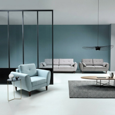 Design Sofa 2-Sëtzer Miwwelen Polster Textil Sofas Canapéen Wunnlandschaft Nei