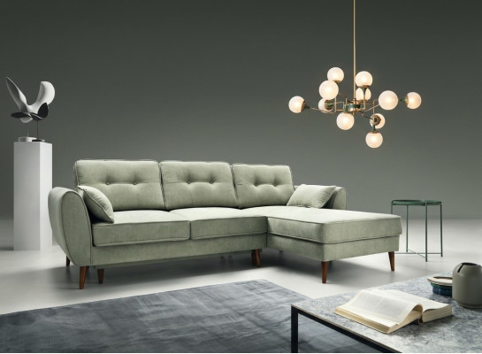 Sofaen Design Ecksofa L-Form Miwwelen Bett Funktiounen Textil Lieder Schlofssofa