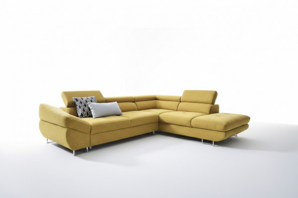 Eckcouch Sets L-Form Sofa mëll Ofpolsterung Wunndéngscht Miwwelen Textil Giel Nei