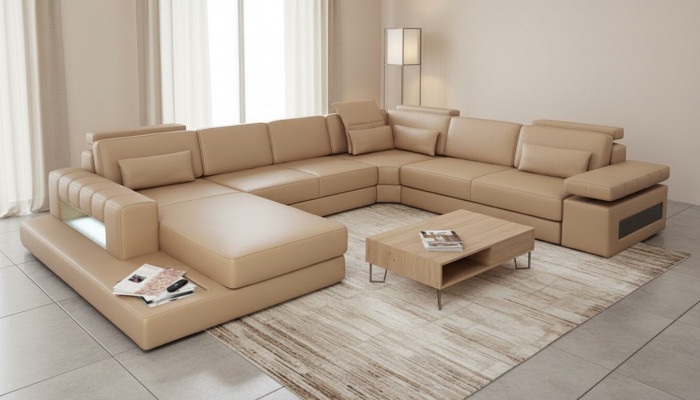 Wunnlandschaft U-Form Design Modern Sofa Canapé Ecksofa Lieder Polster Neit