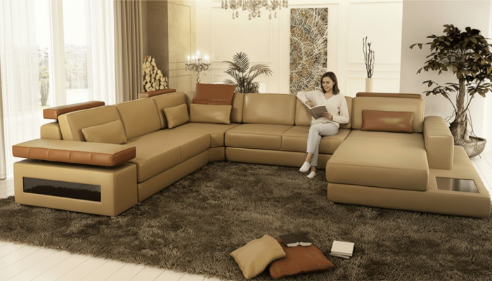 Sofa U-Form Miwwel Luxus Garnitur Sofaen Couch Luxus Designer Lieder Wunnlandschaft